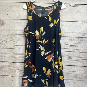 Navy Floral Sleeveless Dress